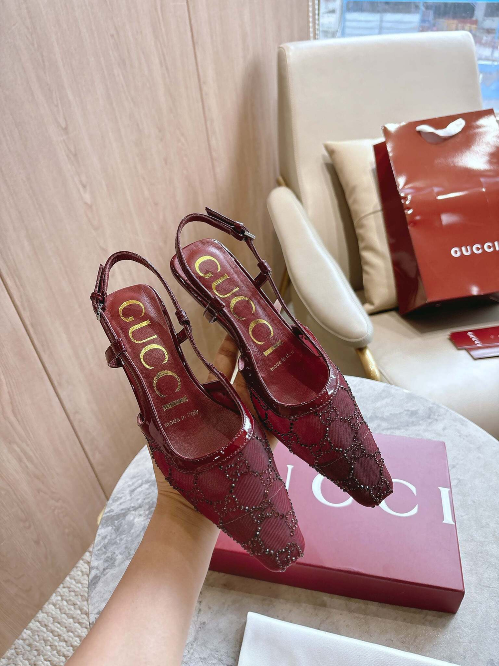 Gucci Crystal Slingback Pump (2 colors)
