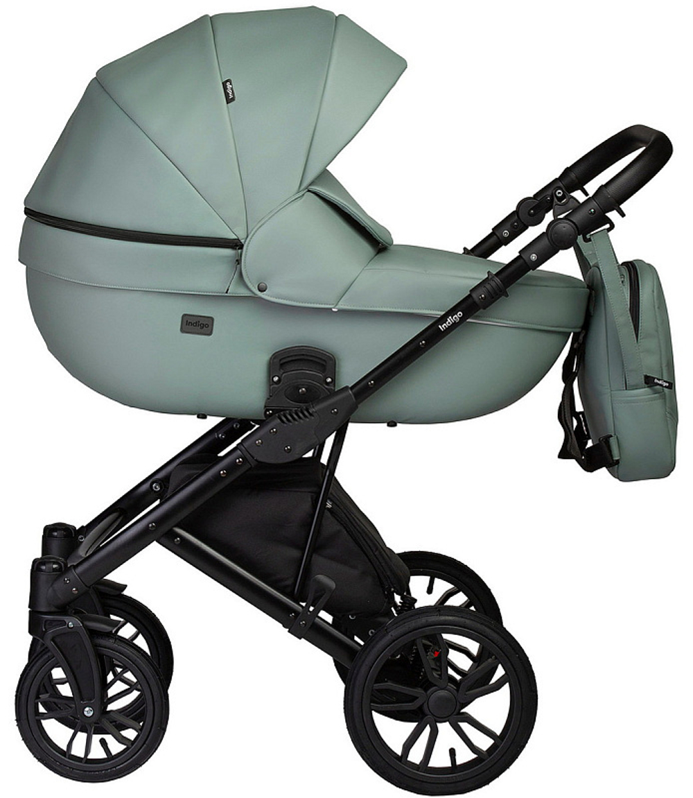 Детская коляска Indigo Mio Eco 3 в 1 с автокреслом Avionaut Cosmo 03 шалфей кожа