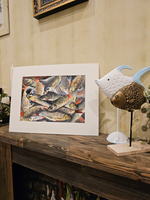 Картина авторская акварельная в паспарту 30х40 см на стену для интерьера "Ладожский улов"