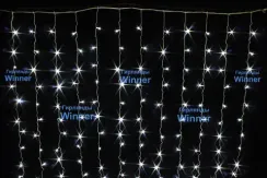 Занавес с мерцающим диодом 1.5*1.5 м., 220V, 160 холодных белых LED ламп, соединяемый, прозрачный провод, Winner (w.03.5T.160+)