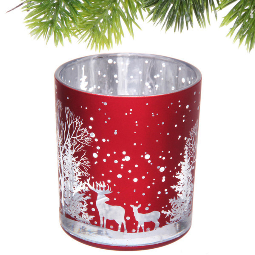 Подсвечник «Зимнее сияние» 7*7,8 см, Красный