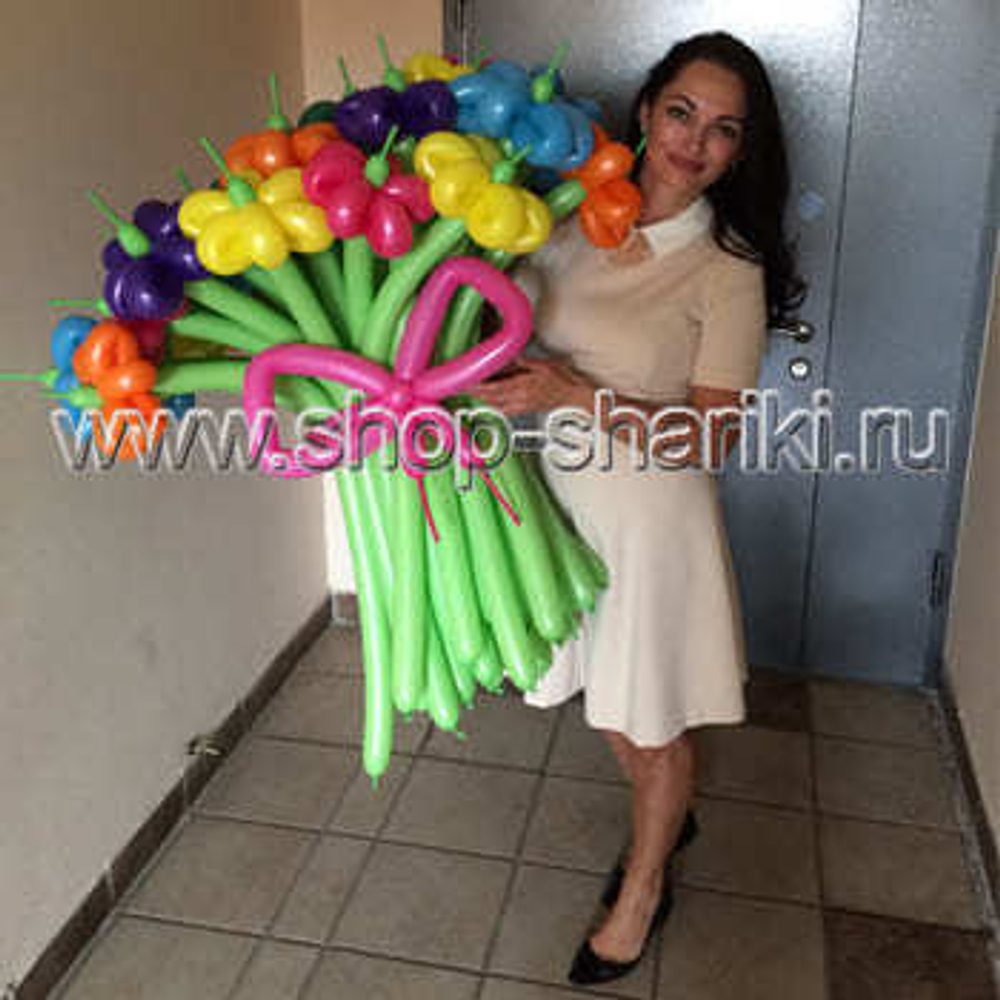 цветы из воздушных шаров - букет 35 цветочков