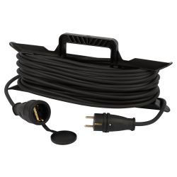 Удлинитель силовой ЭРА GREEN LINE FR-KG-20m-3x2,5-IP44 на рамке 1 гнездо с крышкой с заземлением 20м КГ 3x2.5мм2 IP44 | Силовые удлинители