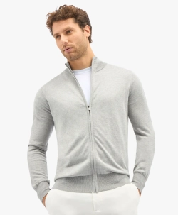 Brooks Brothers Кардиган на молнии из смеси шелка и кашемира, светло-серый