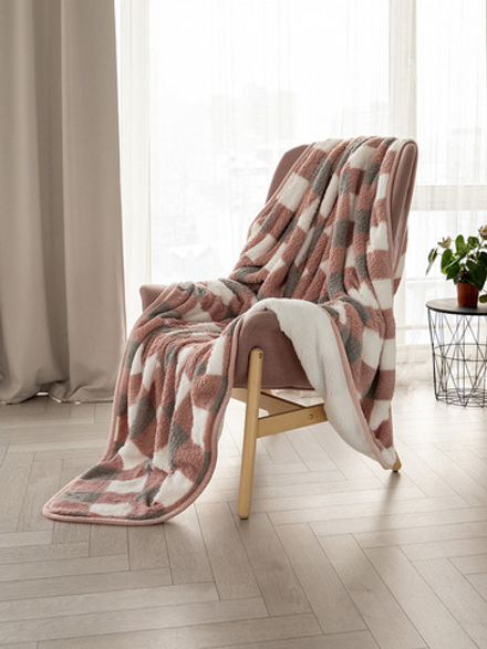 Плед DeNASTIA Уютный 150x200 пэ100% клетка розовый