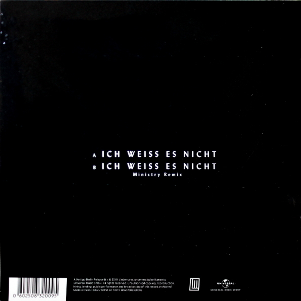 Lindemann / Ich Weiss Es Nicht (7" Vinyl Single)