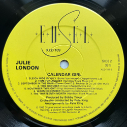 Винтажная виниловая пластинка LP Julie London Calendar Girl (Англия 1982)