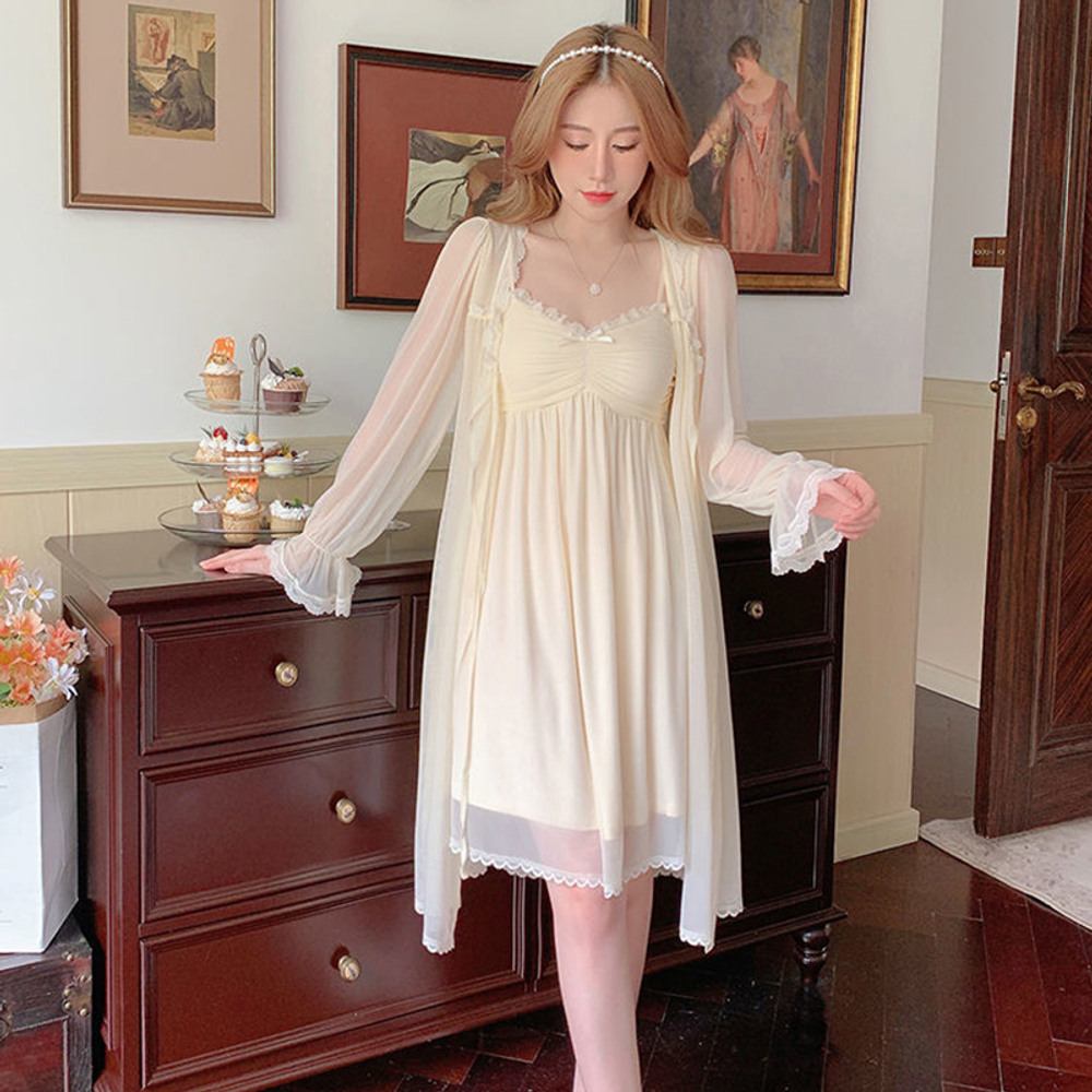 Пеньюар(винтаж) сорочка+халат ААА-08