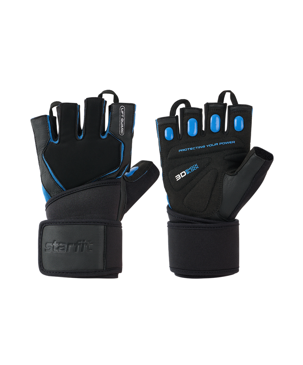 Перчатки для фитнеса STARFIT WG-201, черный/синий