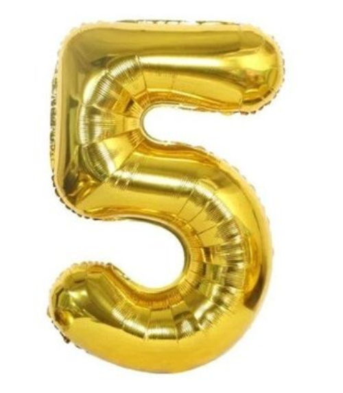 Шар цифра №5 Золото