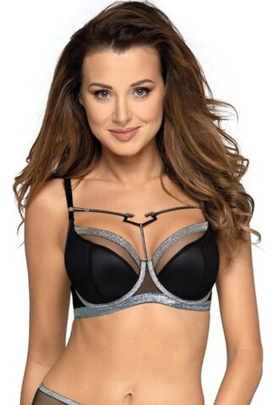 Бюстгальтер Halley с плотными чашками и серебристой отделкой (Размер: 70G) (Цвет: черный)