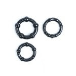 Набор из 3 рельефных эрекционных колец черного цвета (Цвет: черный)