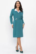 Платье с воротничком Деловой стиль (бирюзовое) П14558-12М LT Collection