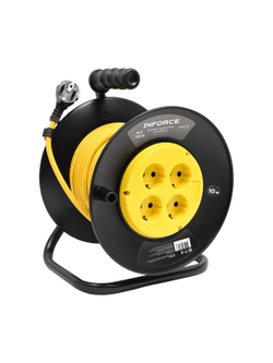 Силовой удлинитель Inforce на катушке 4 гнезда, с/з ПВС 3х1,5 16A 10м IP20 GRANITE ZG 09-15-09