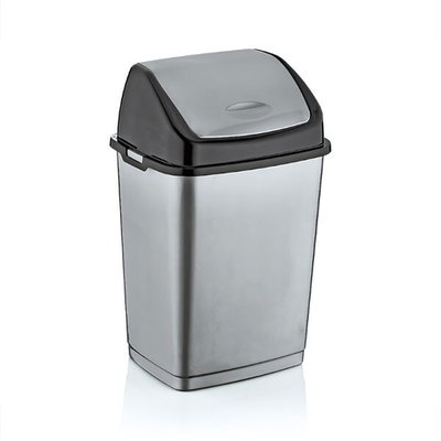 Контейнер для мусора с плавающей кр. "Фантазия" 50л 09705 черный-серебристый