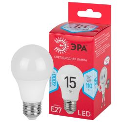 Лампа светодиодная ЭРА RED LINE LED A60-15W-840-E27 R 15Вт груша нейтральный белый свет Е27 | Лампы cветодиодные Груша (A)