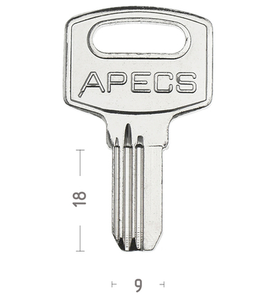 Заготовка вертикального ключа 10480 APECS АПЕКС mini 3 паза (2,7*9*18) ВЕРТ КНР