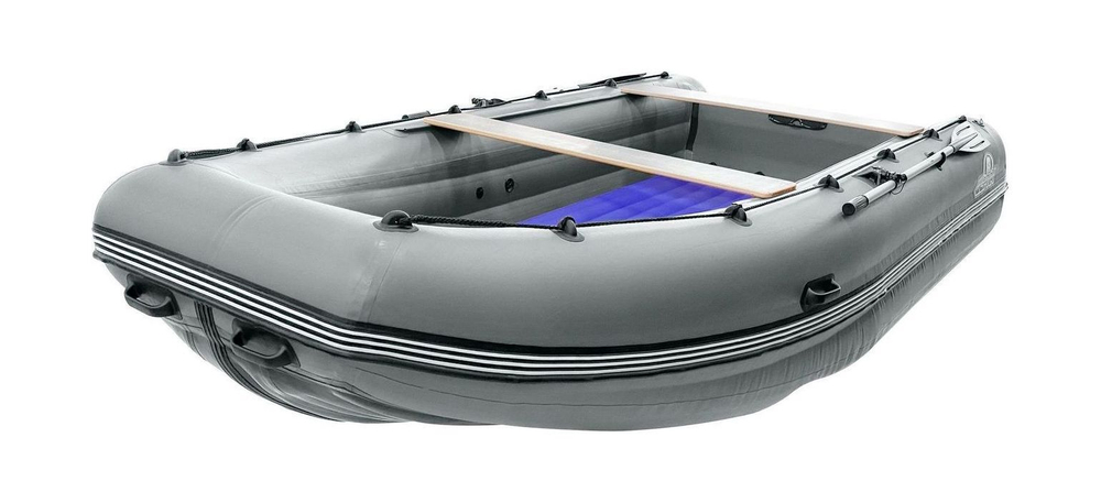 Надувная лодка ПВХ, Шерпа 430 JET, разъемный транец, фартук носовой,  серый