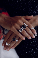 Кольцо «Дуо» с дымчатым кварцем и белым топазом