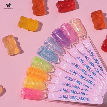 Неоновый гель-лак Marmelado с разноцветной слюдой No6 ягодная фрутелла, ADRICOCO, 8 мл