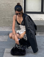 Мини-платье на бретелях с принтом в виде тюля и кружева - BERSHKA