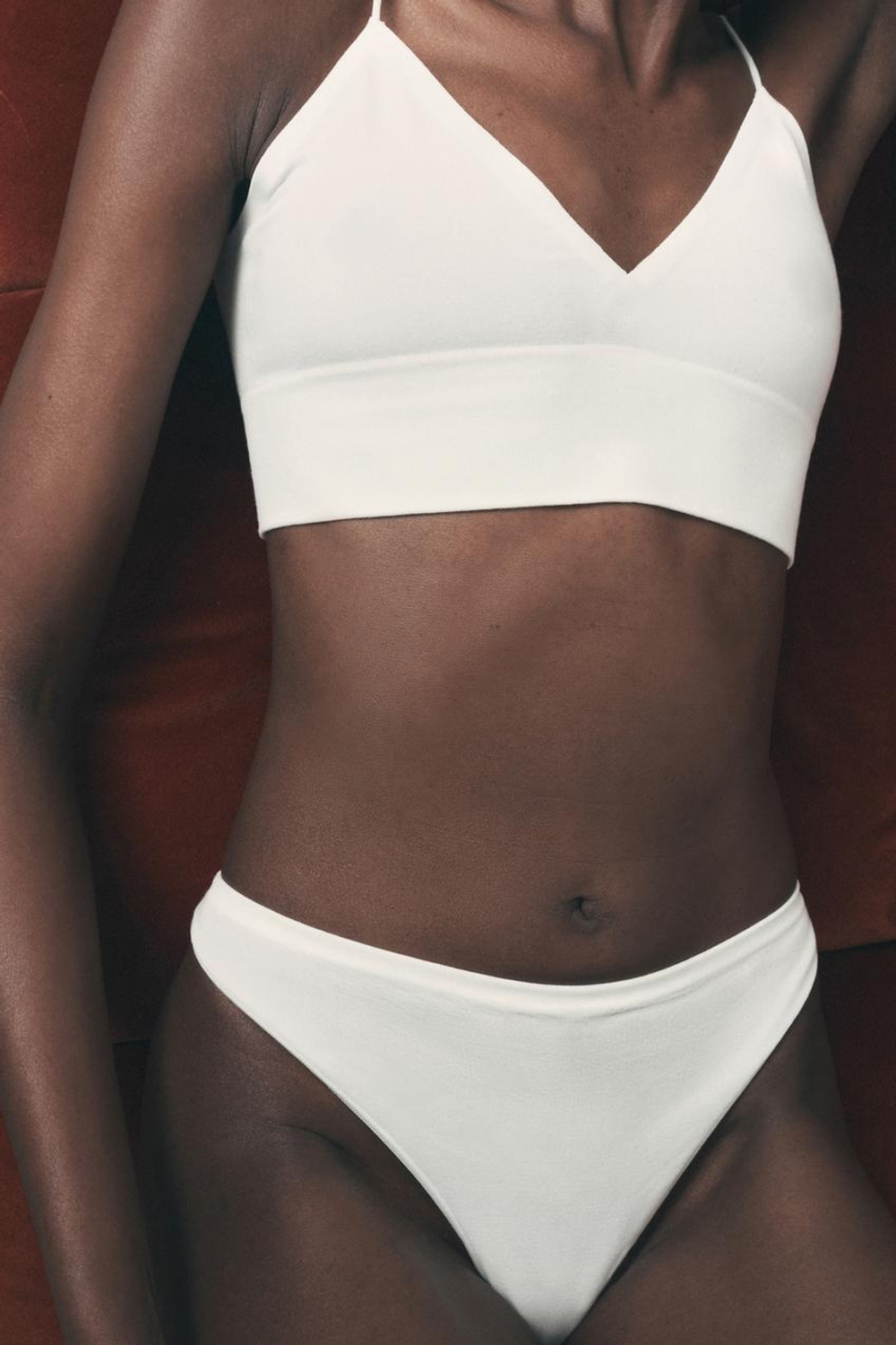 ZARA БЕСШОВНЫЕ СТРИНГИ, БЕЛЫЙ