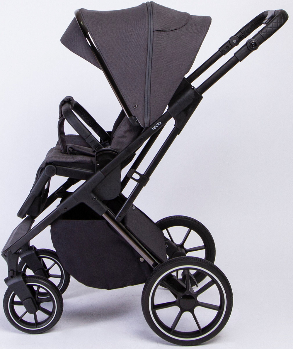 Детская коляска Peppy Tecla 3 в 1 с автокреслом Rise Milk Shadow Antrazit Chrome Edition (Графитовый)