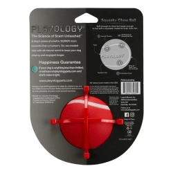 Playology squeaky chew ball жевательный мяч для собак средних и крупных пород с пищалкой и с ароматом говядины, 8 см, красный
