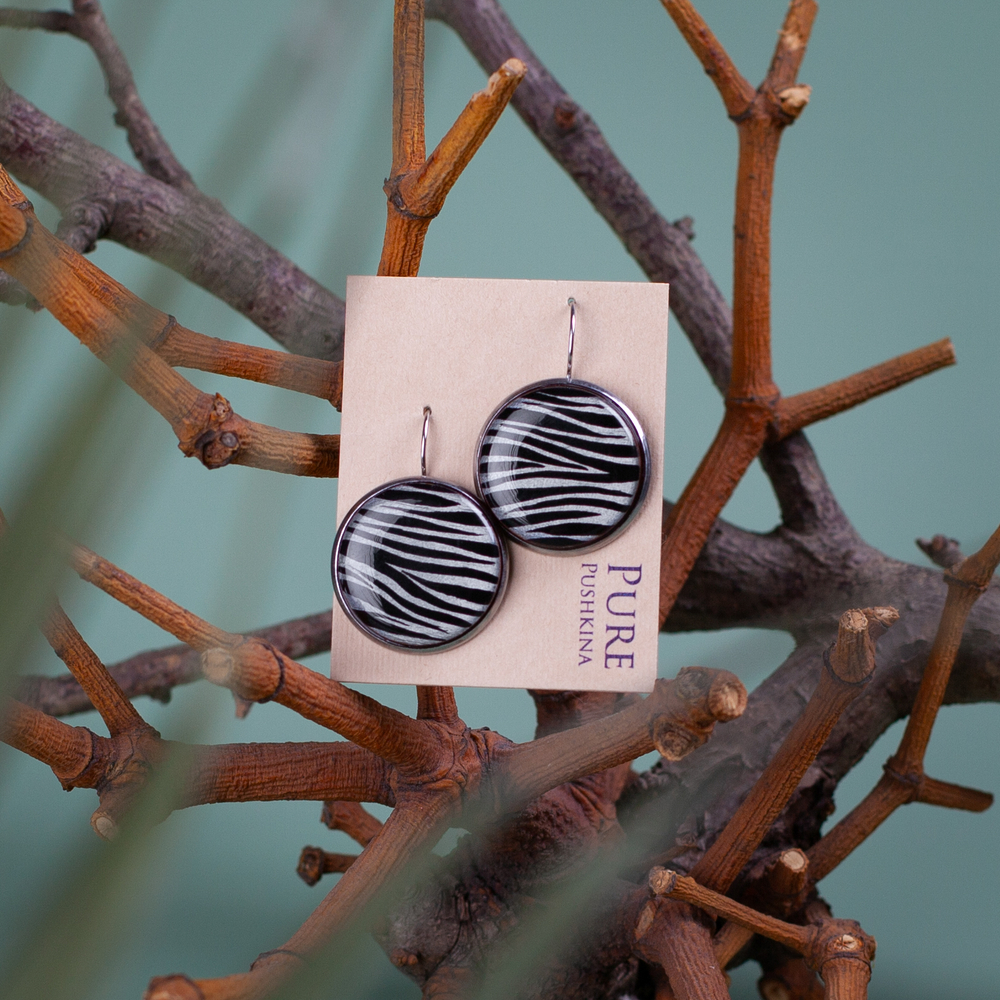 Серьги - Английский замок Большие - Зебра