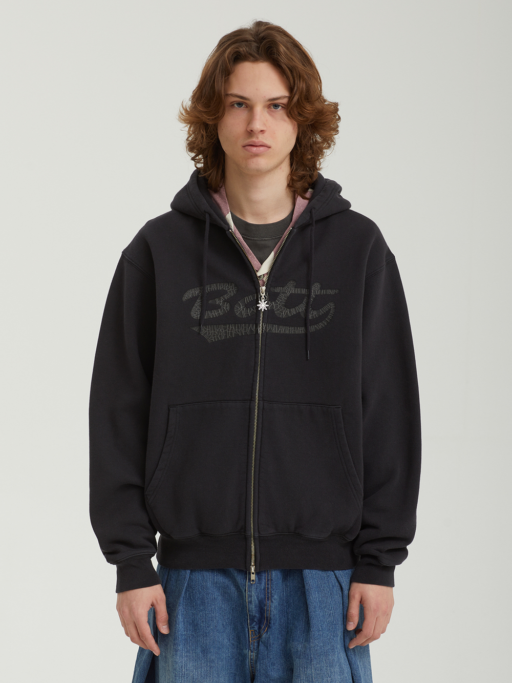 Мужская Толстовка Washed Script Logo Zip