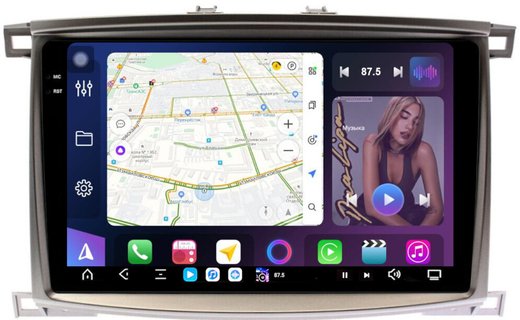 Магнитола для Toyota Land Cruiser 100, Lexus LX470 2002-2007 (климат на цветном экране) - FarCar XXL10-7083C монитор 10.36" 2K QLED на Android 14, TS20, 8+256Гб, CarPlay, 4G SIM-слот