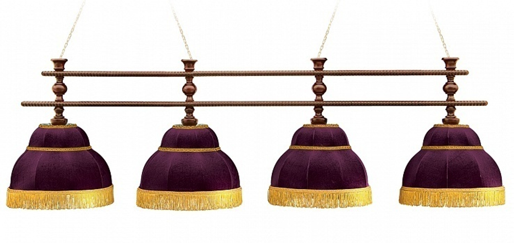 Лампа Барон-Люкс 4пл. ясень (№4,бархат зеленый,бахрома желтая,фурнитура золото)