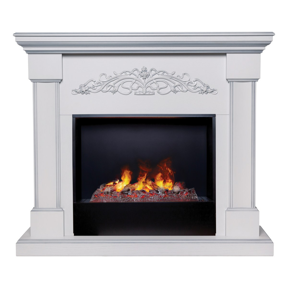 Электрокамин RealFlame Ofelia 26 WT дуб белый с серебряной патиной с очагом 3D Cassette 630