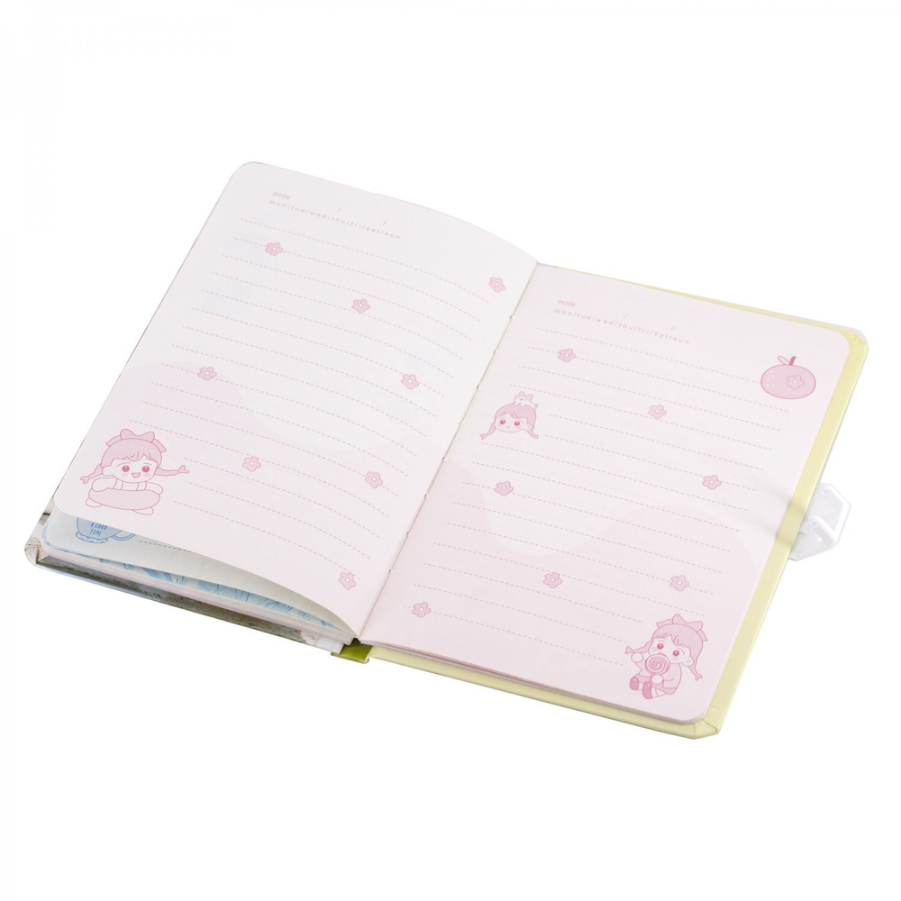 Блокнот 13,5 см * 19,5 см , 7БЦ, Alingar, мат. ламинация, код. замочек, ручка, 80л., диз. внутр. блок, линия, "Коты-путешественники"