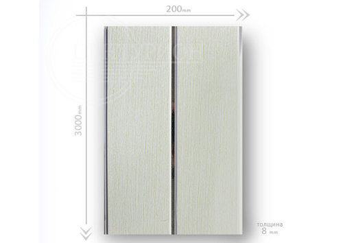 Потолочная панель ПВХ Двухсекционная Холст салатовый 3000х200 мм