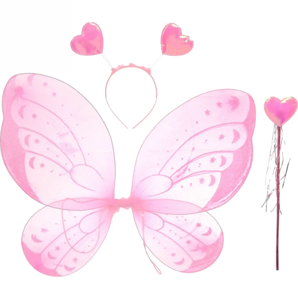 Карнавальный набор (крылья, ободок, палочка) «Фея Фантазия» (крылья 48*41см), Розовый