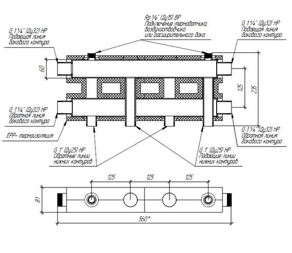 Модульный коллектор MK-100-2.EPP в теплоизоляции