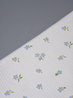 Ткань кашкорсе лайкра с хлопком, нежная, цвет теплый белый с принтом, ширина 145 см