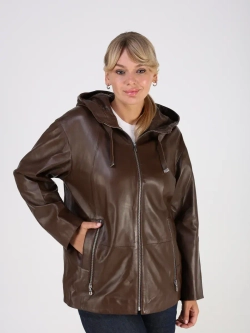 Кожаная куртка демисезонная с капюшоном