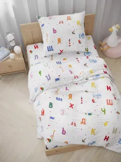 Простынь на резинке перкаль Сказка "Азбука" 90x200 см