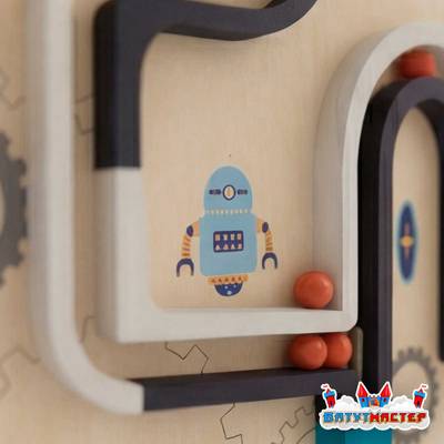Детская интерактивная стена «Маршрут роботов», с шариковым лабиринтом
