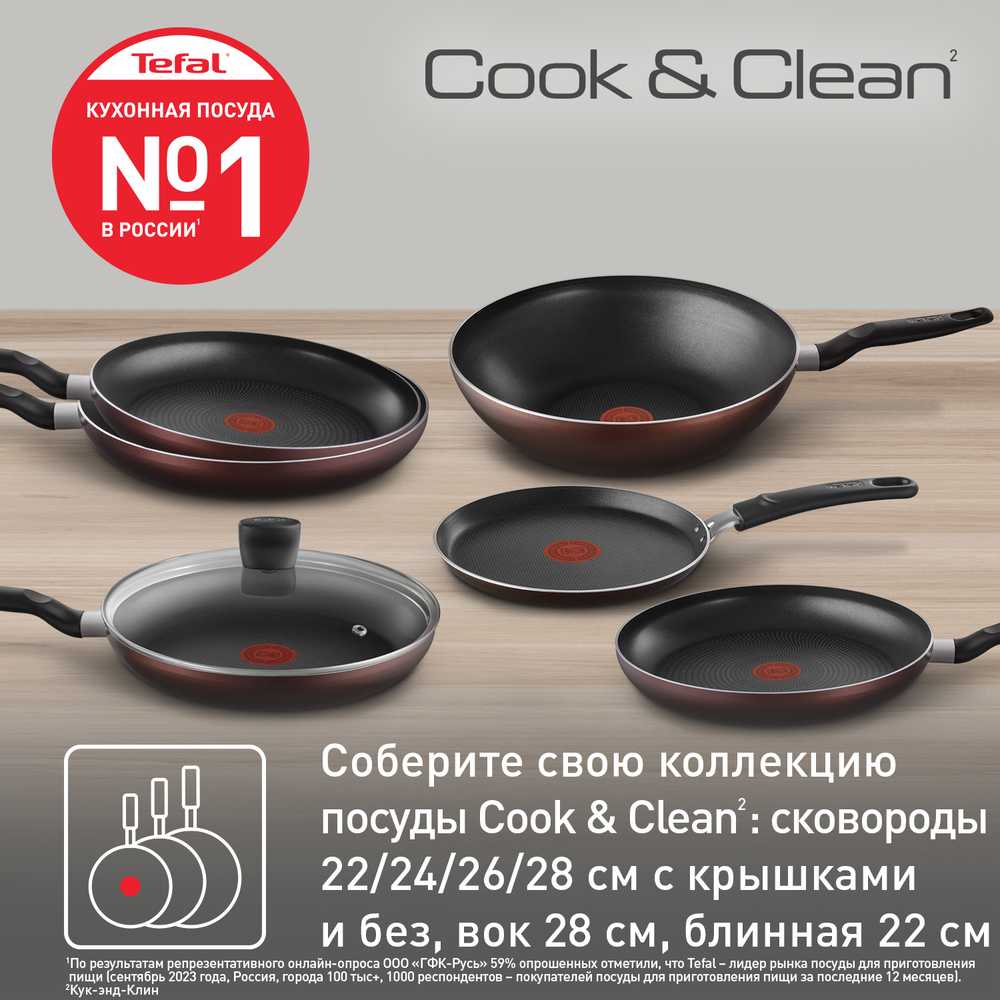 Сковорода с крышкой Tefal Cook&Clean 28 см 4233928