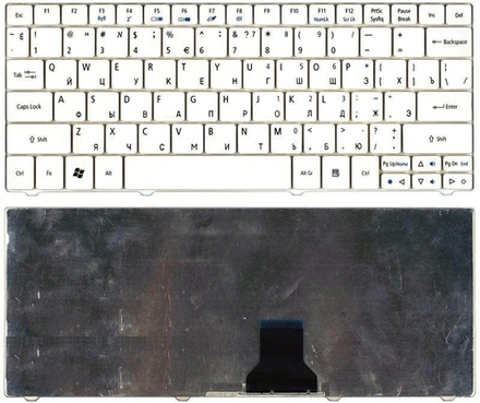 Клавиатура для ноутбука Acer ONE 751, 752, 753, 1410, 1810T, ZA5 (Плоский Enter, Белая)