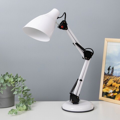 Лампа настольная Валли Е27 60 Вт  белая шарнирная 43х21х14,5 см RISALUX