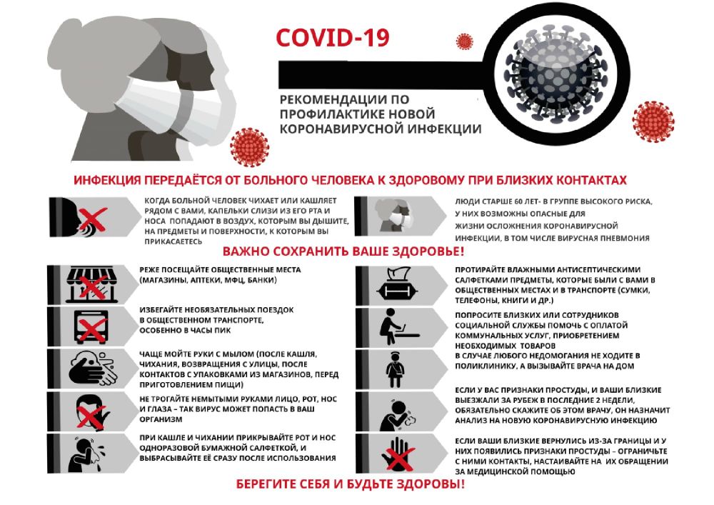Наклейка Рекомендации по профилактике COVID-19
