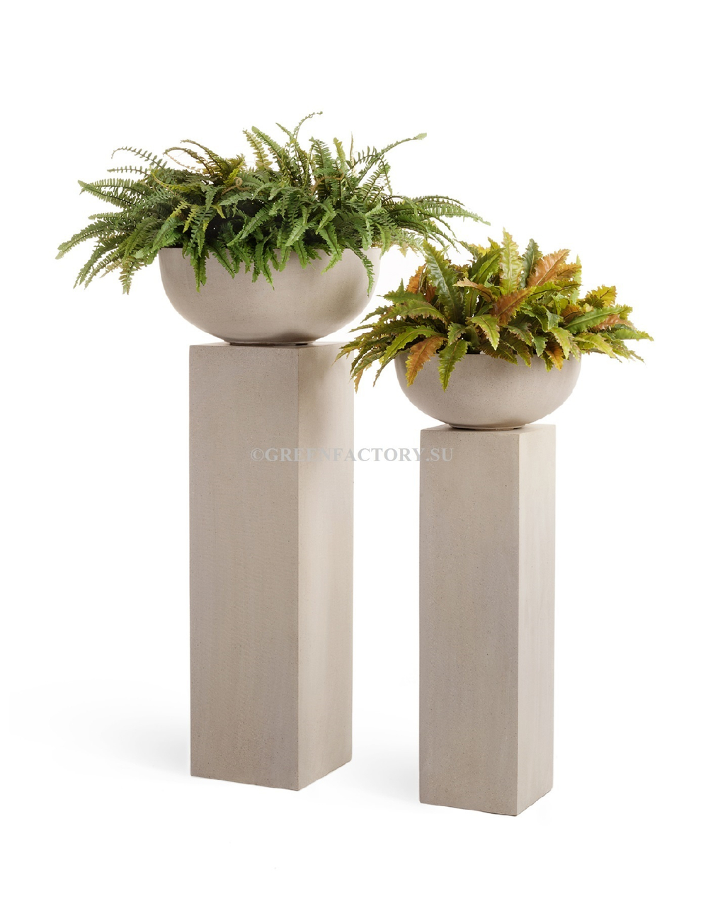 Кашпо TREEZ Effectory - Beton - Низкая чаша - Белый песок