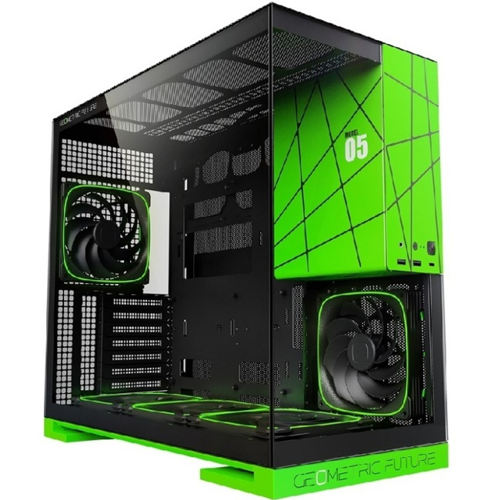 Корпус Midi-Tower Geometric Future Model 5, ARGB, E-ATX, NV Style Limited Edition, черный/зеленый (1AM5WKNV01100)