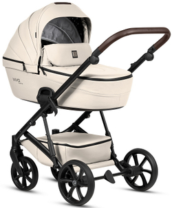 Детская коляска Tutis Viva 6 Plus Leather 3 в 1 с автокреслом Elo Lux EduSky Black 1612086 Vanilla