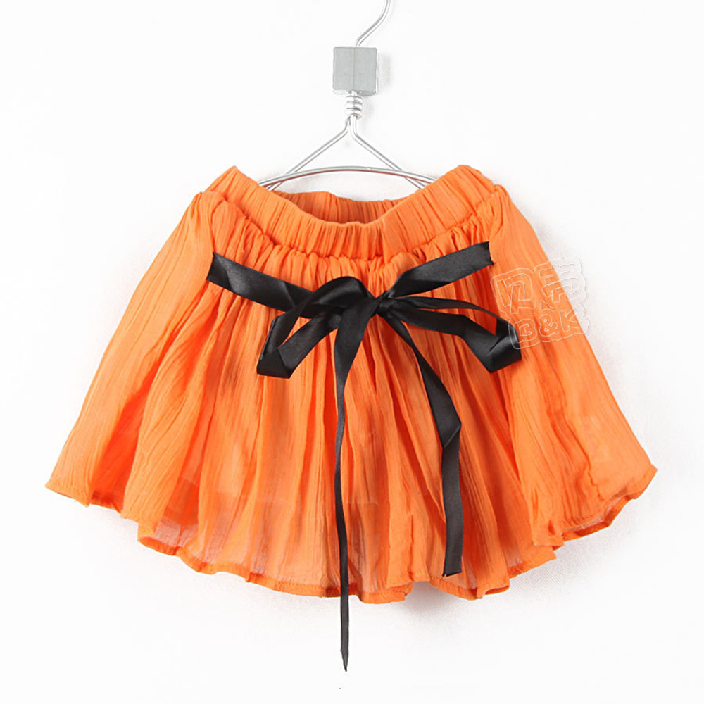 Юбка детская однотонная с контрастным атласным бантом