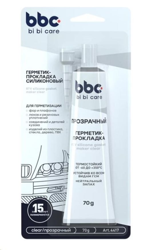 Герметик прокладок /прозрачный/ 85 гр силиконовый (BiBiCare)